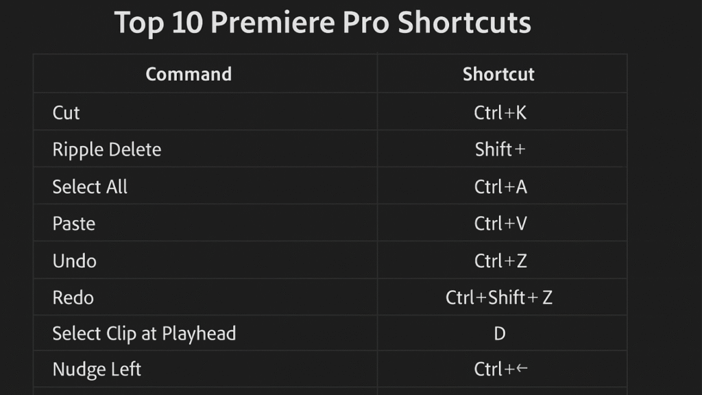 Premier Pro shortcuts